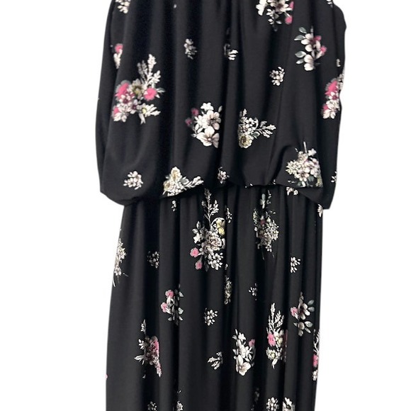 Maurices Black Floral Halter Maxi‎ Dress S Wedding Cruise Vacation Cottagecore - Picture 10 of 16